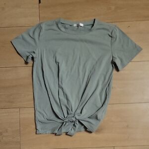 Casual Knot Front Tee in Sage by [Brand]